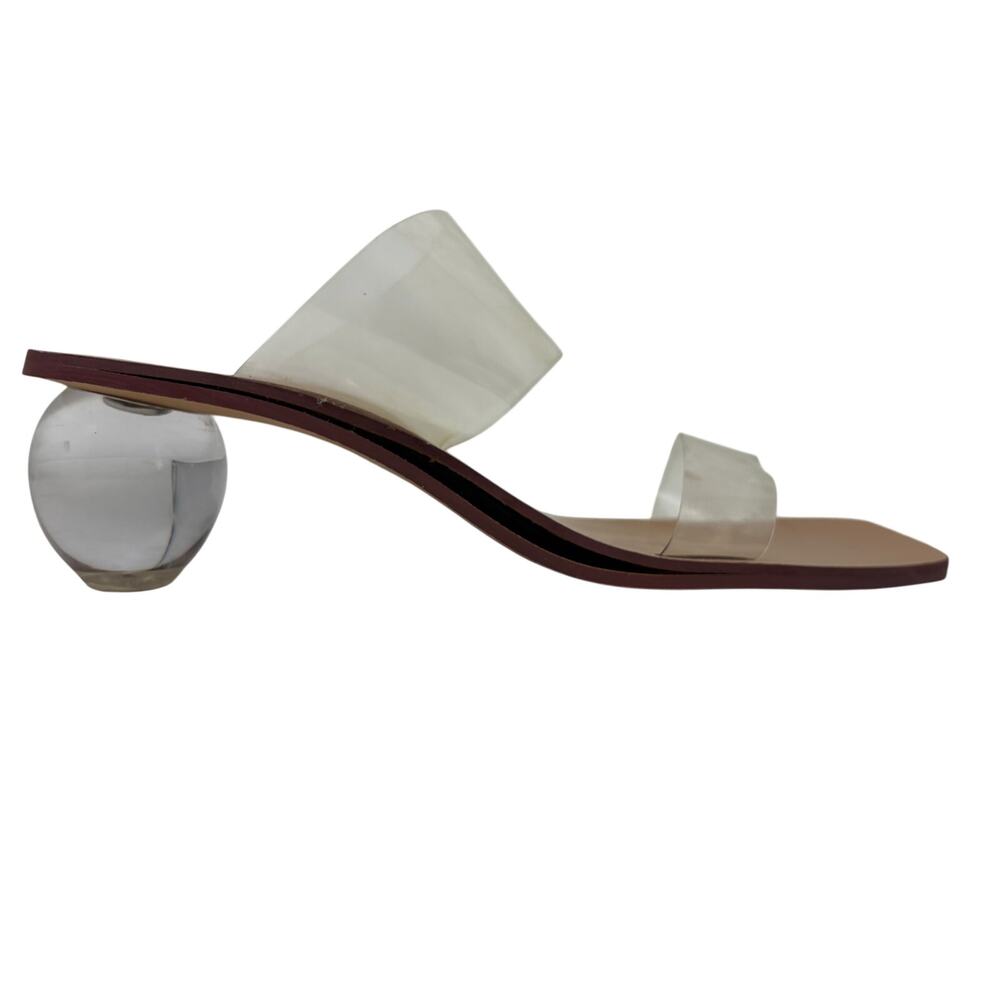 NEW! Torgeis Lucite Kitten Heels Mid Mod Art Shoe Slip On Sandal Futuristic 8.5